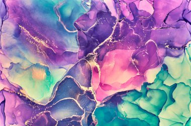 Alkol mürekkebi renkleri saydam. Soyut çok renkli mermer desen arkaplanı. Tasarım kağıdı, duvar kağıdı. Akrilik boyaları karıştırıyorum. Modern akışkan sanat. Alkol Mürekkebi Deseni
