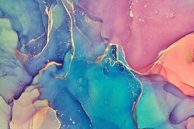 Alkol mürekkebi renkleri saydam. Soyut çok renkli mermer desen arkaplanı. Tasarım kağıdı, duvar kağıdı. Akrilik boyaları karıştırıyorum. Modern akışkan sanat. Alkol Mürekkebi Deseni