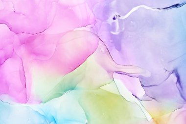 Alkol mürekkebi renkleri saydam. Soyut çok renkli mermer desen arkaplanı. Tasarım kağıdı, duvar kağıdı. Akrilik boyaları karıştırıyorum. Modern akışkan sanat. Alkol Mürekkebi Deseni