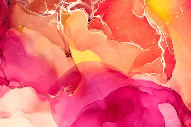 Alkol mürekkebi renkleri saydam. Soyut çok renkli mermer desen arkaplanı. Tasarım kağıdı, duvar kağıdı. Akrilik boyaları karıştırıyorum. Modern akışkan sanat. Alkol Mürekkebi Deseni