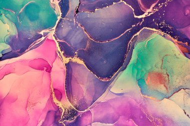 Alkol mürekkebi renkleri saydam. Soyut çok renkli mermer desen arkaplanı. Tasarım kağıdı, duvar kağıdı. Akrilik boyaları karıştırıyorum. Modern akışkan sanat. Alkol Mürekkebi Deseni