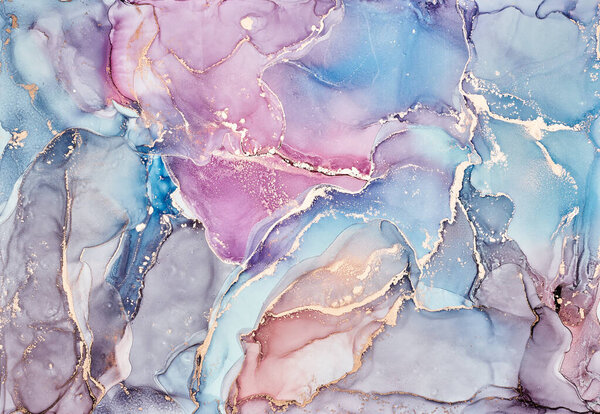 Alcohol ink colors translucent. Abstract multicolored marble texture background. Design wrapping paper, wallpaper. Mixing acrylic paints. Modern fluid art. Alcohol Ink Pattern