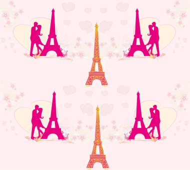 Romantik Çift Paris ile Seamless modeli 