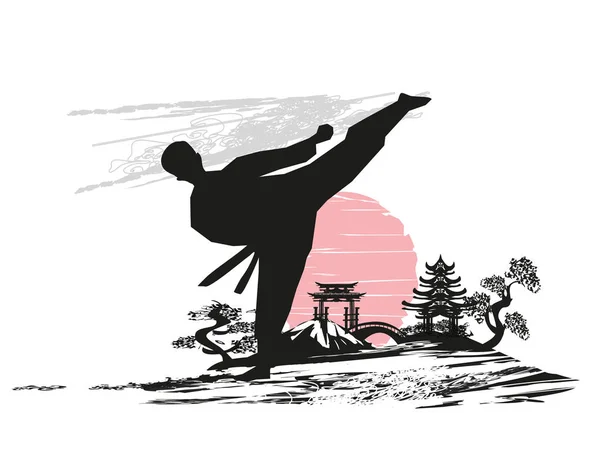 Kreatywna Abstrakcyjna Ilustracja Wojownika Karate — Wektor stockowy