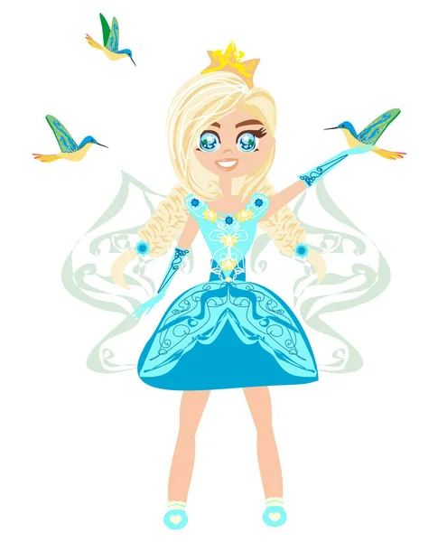 Söta Fairy Princess Isolerade Illustration — Stock vektor