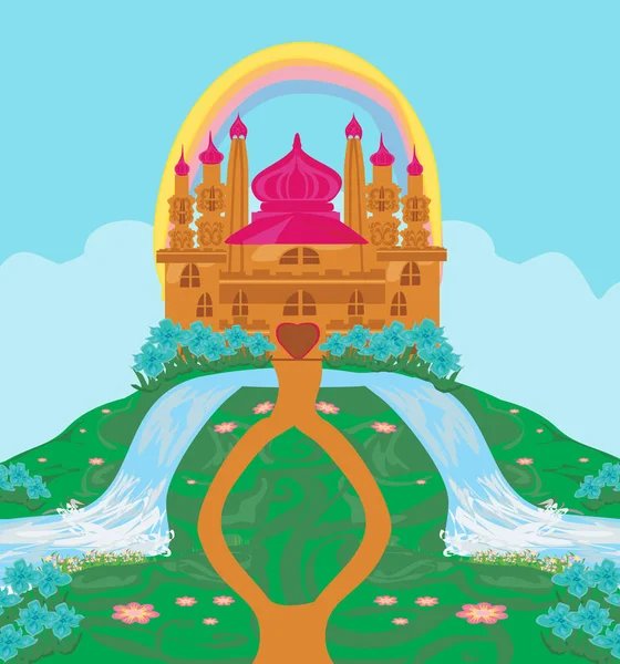 Landscape Fairytale Castle — Stock Vector