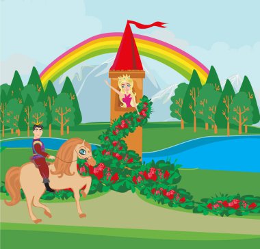 Peri tower ve atlı prens ile manzara