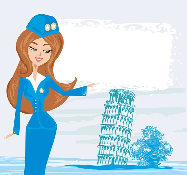 Beautiful Stewardess Italy — Stock Vector