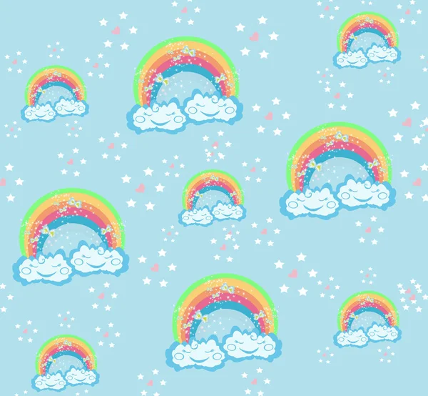 Cute Seamless Pattern Sleeping Clouds — Stock Vector