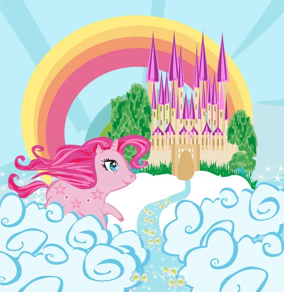 Güzel bir tek boynuzlu atın olduğu bir kart.