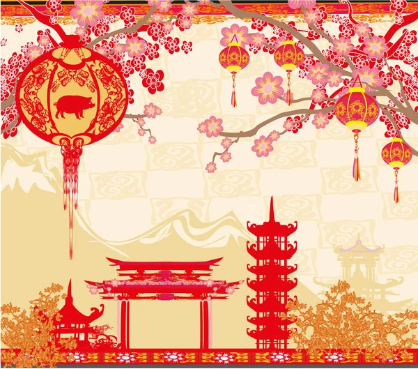 Çince Zodyak domuz - yıl kartı