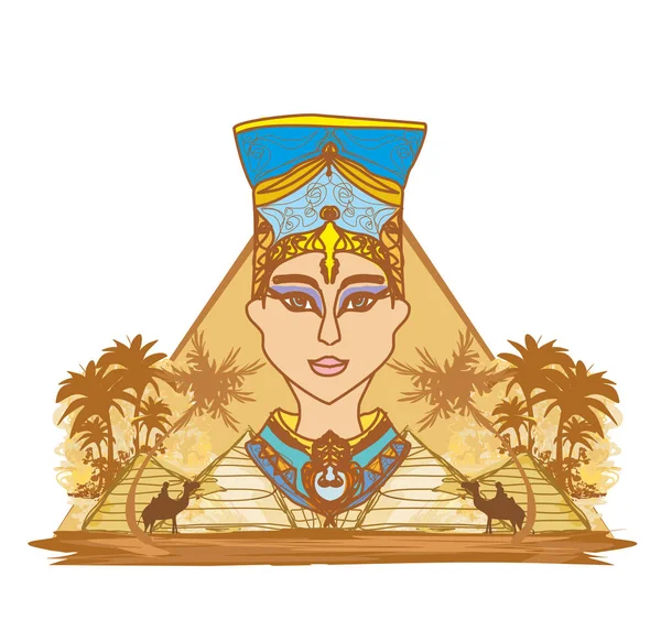 Vintage Banner Met Egyptische Koningin — Stockvector