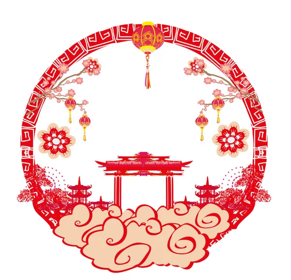 Çin Yeni Yıl Festivali için Sonbahar ortası Kartı