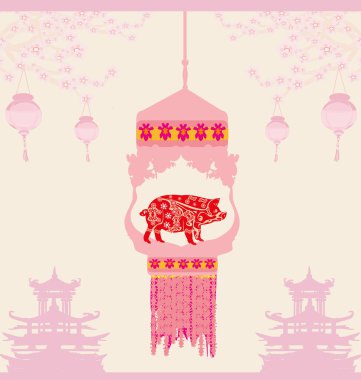 Çince Zodyak domuz - yıl kartı