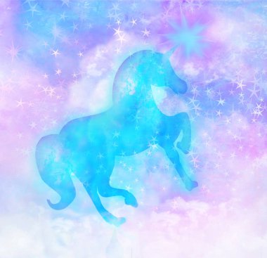 Şirin sihirli unicorn siluet