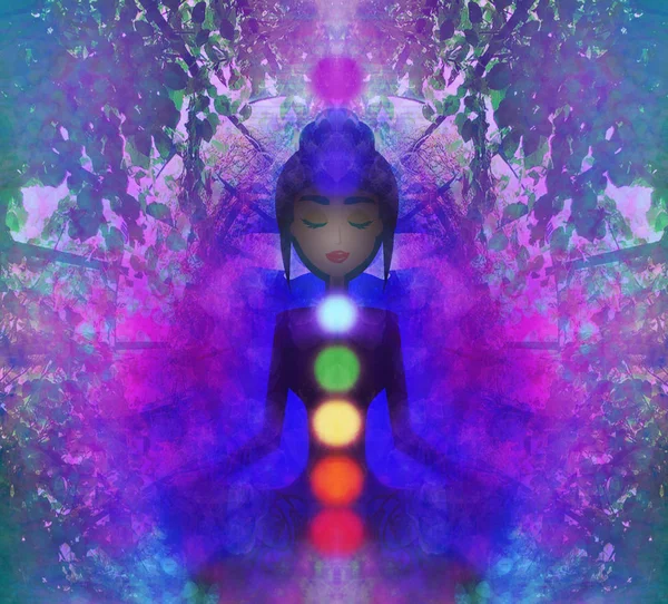 Menschlicher Energiekörper Aura Chakren Der Meditation — Stockfoto