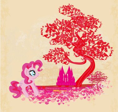 Güzel bir tek boynuzlu atın olduğu bir kart.