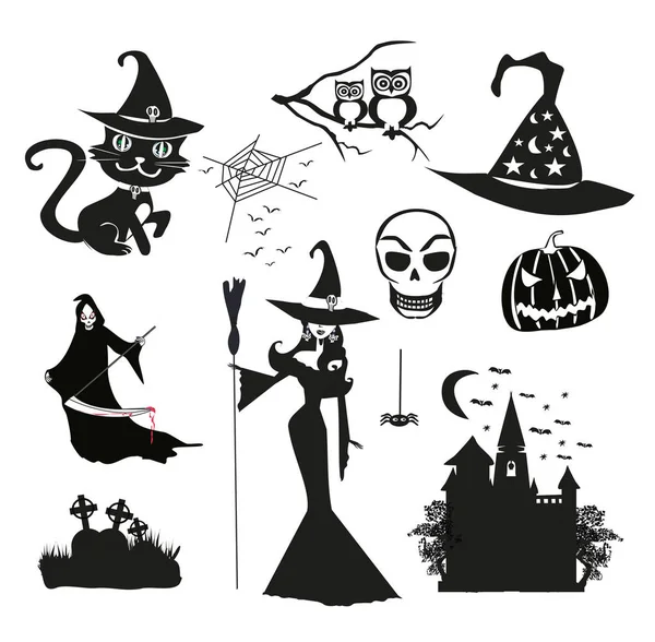 Sada Halloween Ikon Ilustrace — Stockový vektor