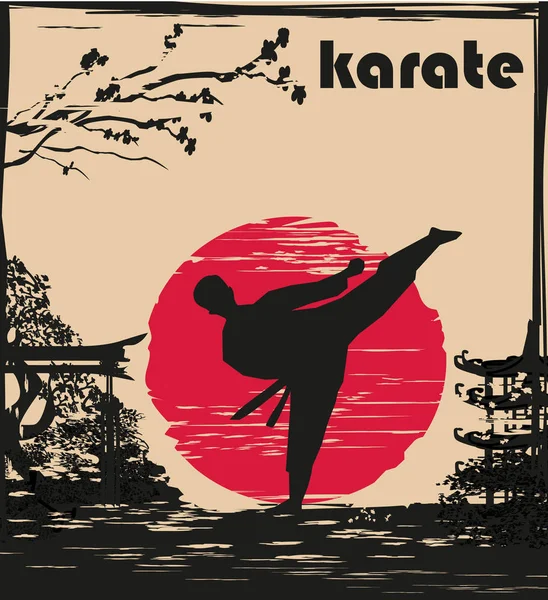 Kreatywna Abstrakcyjna Ilustracja Wojownika Karate — Wektor stockowy