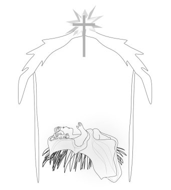 Küçük bebek İsa yatıyor