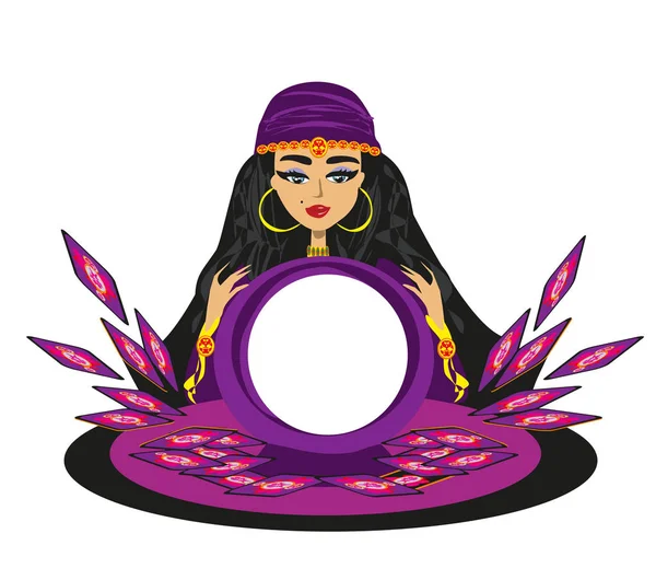 Fortune Teller Vrouw Kaart — Stockvector