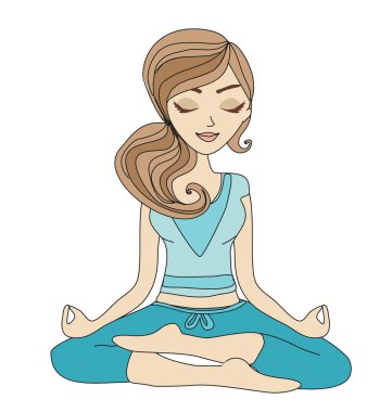 Yoga kızı lotus pozisyonunda.