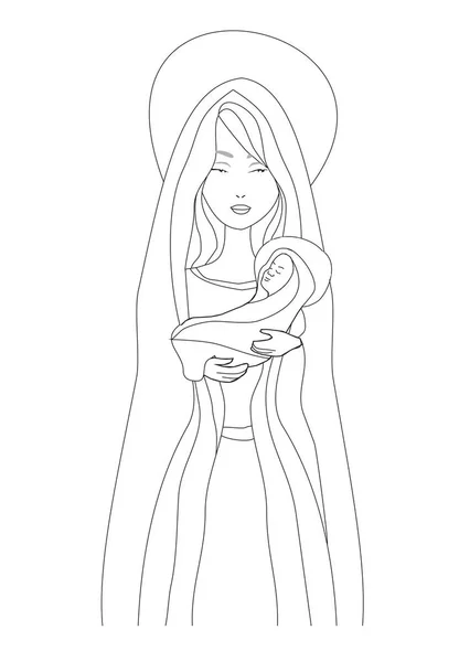 Vierge Enfant Jésus Gribouillis — Image vectorielle