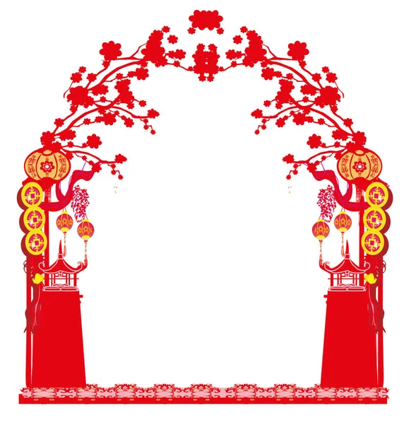 Mid Autumn Festival Chinese New Year Frame — Stock Vector