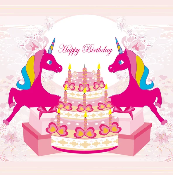 Fiesta Cumpleaños Unicornio Dibujos Animados Fiesta — Vector de stock