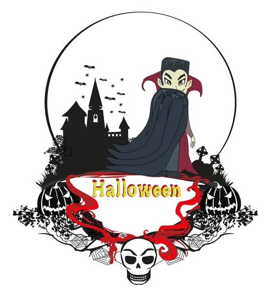Noche Vampiros Tarjeta Halloween — Vector de stock