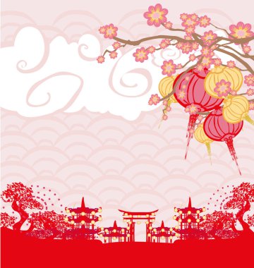 Çin Yeni Yıl Festivali için Sonbahar ortası Kartı