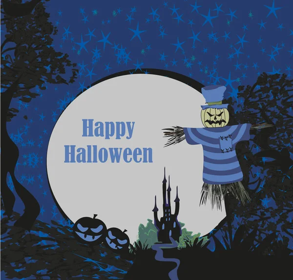 Dýňový Strašák Halloween Noci — Stockový vektor