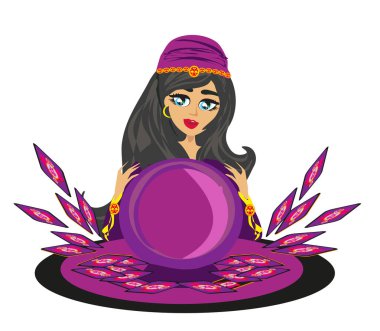 Fortune teller kadın sihirli topu ile