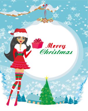 Noel 'de güzel bir poster kızı ilham dolu bir kostüm