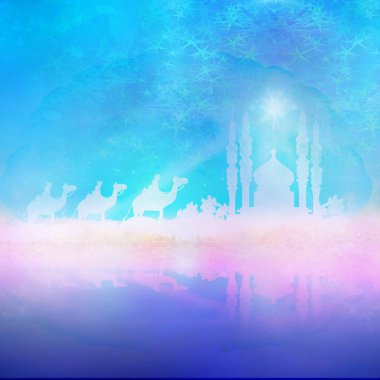 Klasik üç sihirli sahne ve Beytüllahim 'in parlayan yıldızı.