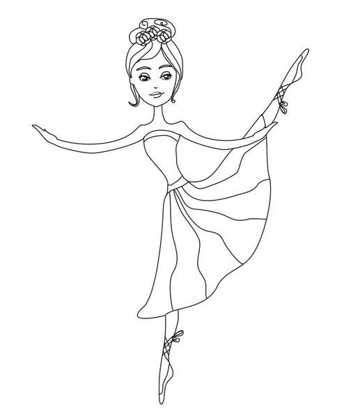 Prachtige ballerina, grafische doodle illustratie — Stockvector