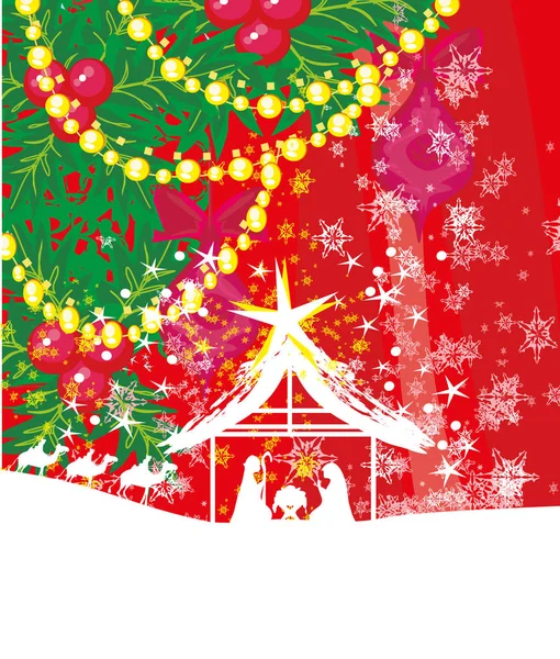 Nascimento Jesus Belém Cartão Natal Decorativo —  Vetores de Stock