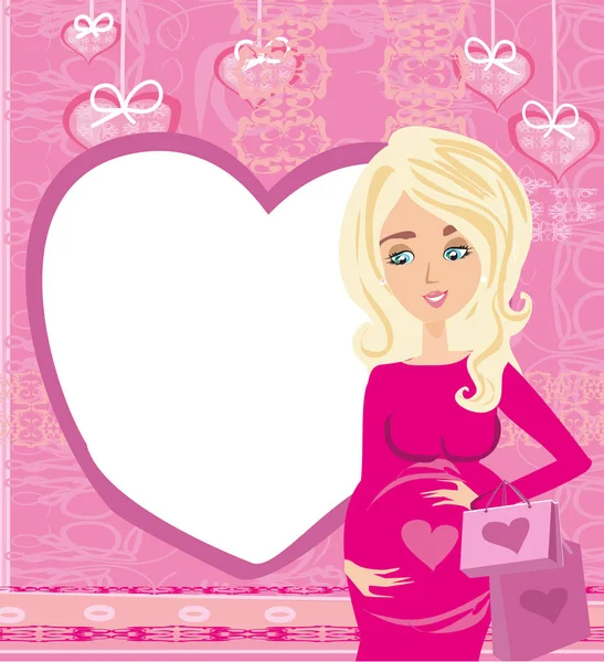 Belle Femme Enceinte Carte Achat — Image vectorielle