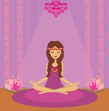 güzel kızı pratik yoga kapalı