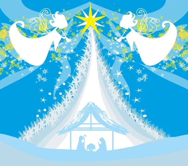 Kerst Religieuze Kerststal — Stockvector