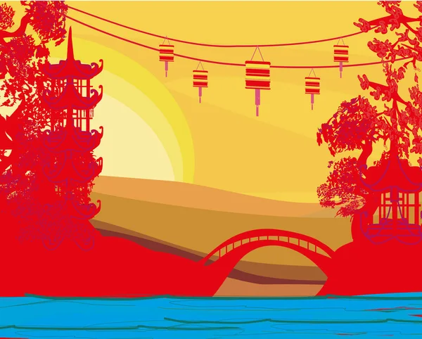 Mid Jesienny Festiwal Chińskiego Nowego Roku Karta — Wektor stockowy