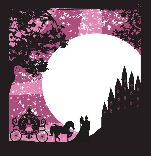 Magic castle and princess with prince