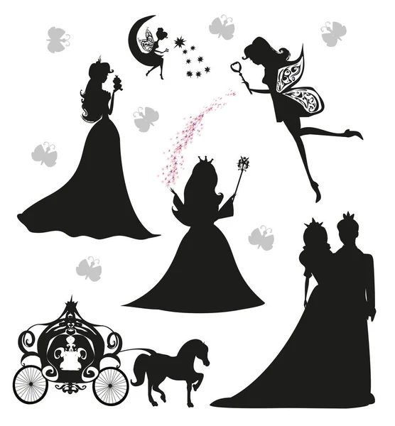 Set Illustrations Princesses Fairies Royalty Free Stock Vectors