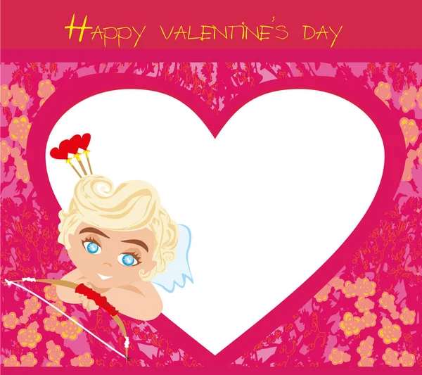 Valentýnský Rám Sladkým Amor — Stockový vektor
