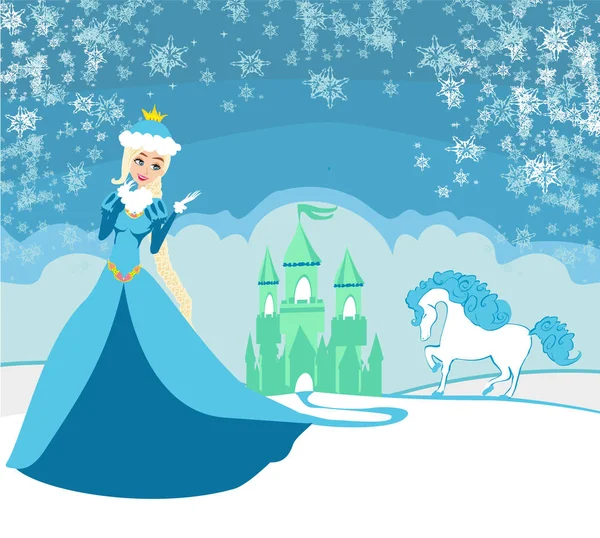 Hermosa Tarjeta Princesa Invierno — Vector de stock