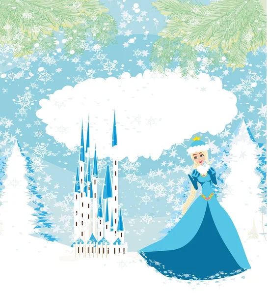 Beautiful Winter Princess Card — Stock Vector