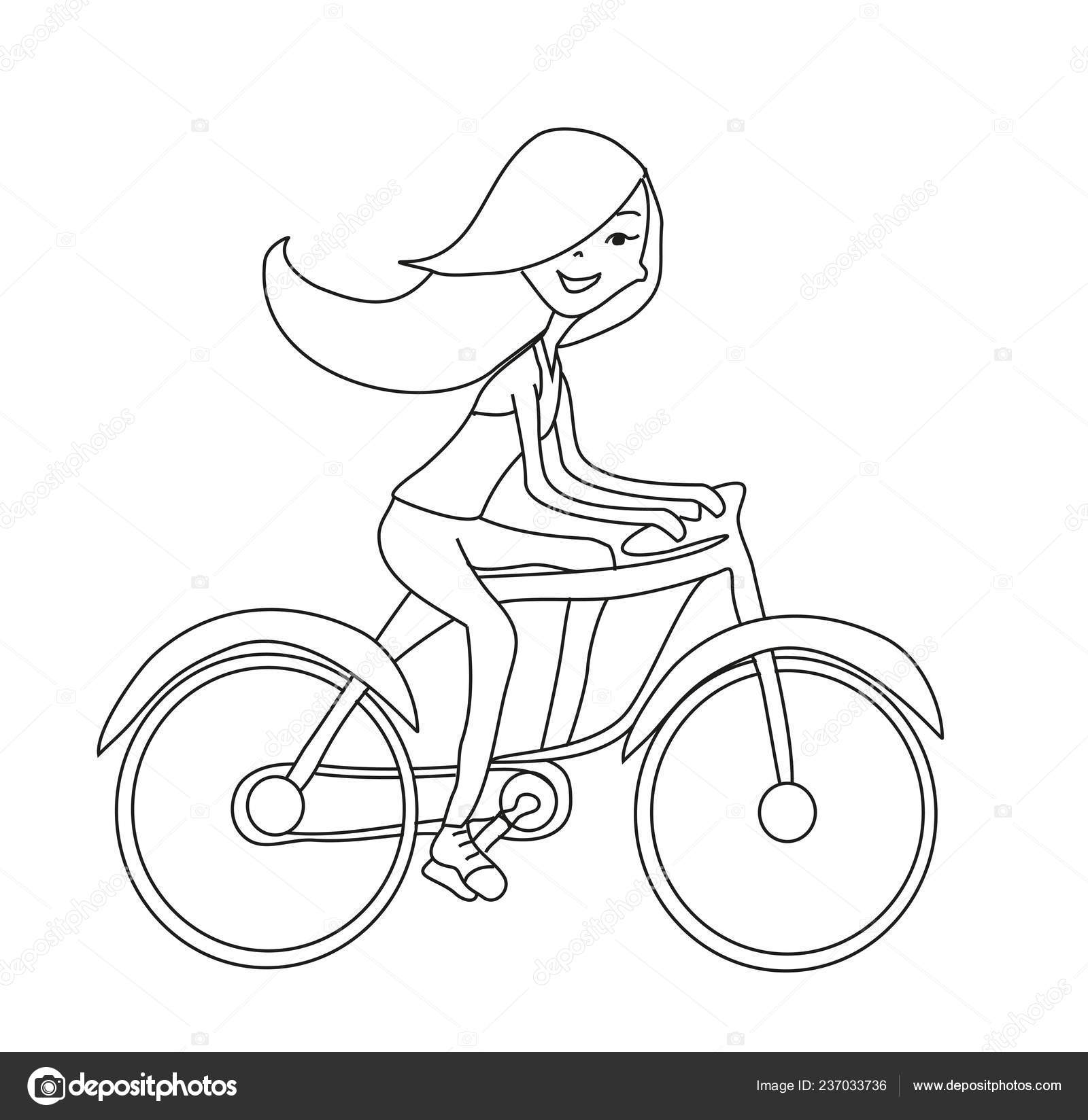 Niña montando bicicleta para colorear sale