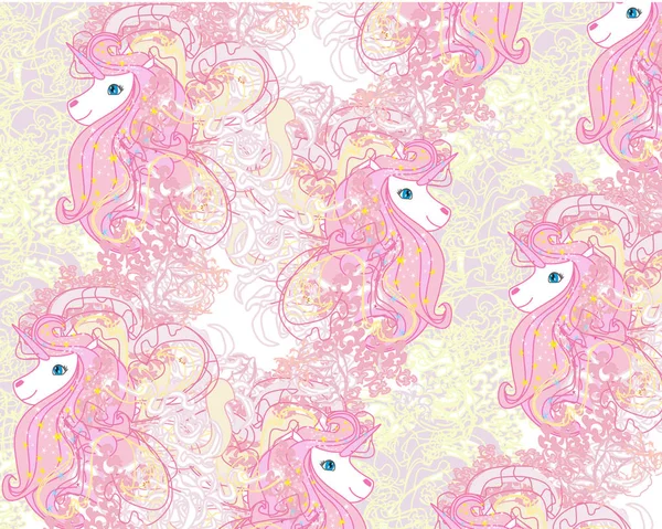 Seamless Pattern Cute Unicorns — Stock Vector