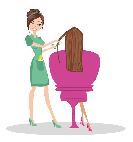 Femme Dans Salon Coiffure — Image vectorielle