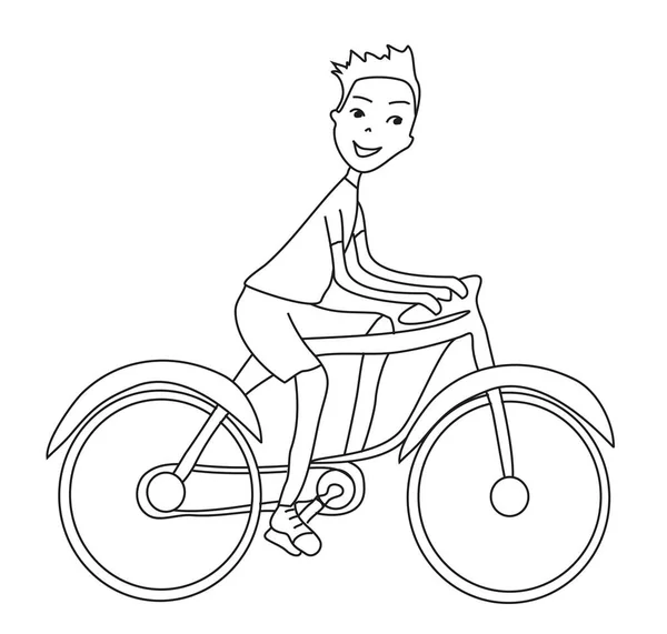 Niño Feliz Bicicleta — Vector de stock